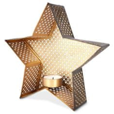 shumee Svečnik za čajne svečke aluminij zlata črna zvezda 21x20 cm