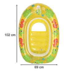 WOWO Bestway Otroški napihljivi čoln - Bestway 34037 Otroški napihljivi čoln s sedežem - Baby Swing Ring Circle, vzmetnica za plažo, rumena, za otroke 3-6 let