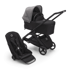 Bugaboo  Dragonfly s košaroBLACK/MIDNIGHT BLACK - GREY MELANGE