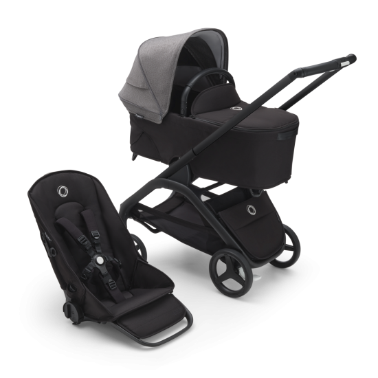 Bugaboo  Dragonfly s košaroBLACK/MIDNIGHT BLACK - GREY MELANGE