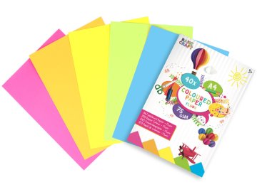 Komplet barvnih papirjev neon A4