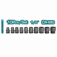 Total 10-delni set 1/2" nastavkov za udarni ključ/ /IND (THISTD12101)