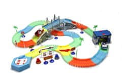 Alltoys Spremenljiva proga, ki se sveti v temi 220 delov + avto z LED lučmi