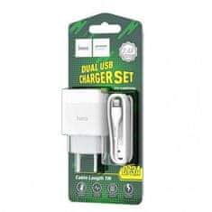 Hoco Hišni polnilec C73 2,4A 2x USB vtič s polnilnim kablom Lightning za iPhone