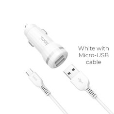 Hoco Avtopolnilec Z27 2,4 A s kablom 1m MicroUSB - bel