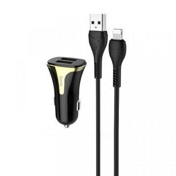 Hoco Avtopolnilec Z31 3.0 QC s kablom 1m Lightning iPhone 12 - črno zlat