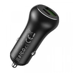 Hoco Avtopolnilec Z38 adapter 2xUSB 38W 3,0 QC za Samsung - črn