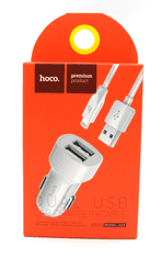 Hoco Avtopolnilec Z2A 2,4 A s kablom 1m Lightning za iPhone - bel