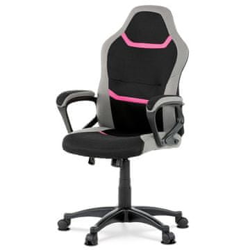 Autronic Pisarniški stol Office and gaming chair, pink, gray and black fabric cover, rocking mechanism (KA-L611 PINK)
