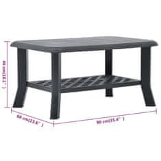 Vidaxl Klubska mizica antracitna 90x60x46 cm plastika