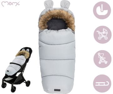 MoMi SLEEPING BAG spalna vreča, izolacijska, vodoodporna, zaščitna, univerzalna oblika, snemljivo krzno, zadrga, luknje za pas, 95x45cm