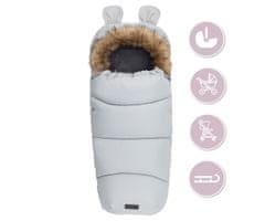 SLEEPING BAG spalna vreča, izolacijska, vodoodporna, zaščitna, univerzalna oblika, snemljivo krzno, zadrga, luknje za pas, 95x45cm, siva