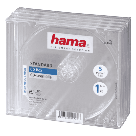 Hama CD BOX nadomestno ohišje, 5 kosov/paket, prozorno