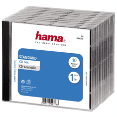 Hama CD Standard box, standardni ovitek za 1 CD/DVD, prozoren/črn, pakiranje po 10 kosov (cena za paket)