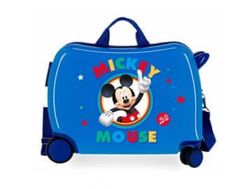 Joummabags Detský cestovný kufor na kolieskach / odrážadlo MICKEY MOUSE Circle Blue, 2039821
