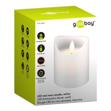 Goobay LED 7,5x10cm bela namizna sveča