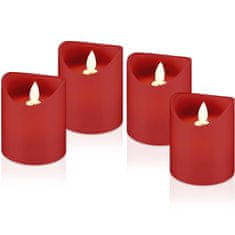 Goobay LED rdeča namizna sveča 7.5x10cm set 4
