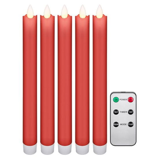 Goobay LED rdeča palčna sveča 2.1x24cm set 5