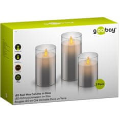Goobay LED siva namizna sveča 7.5x10/12.5/15cm set 3