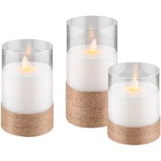 Goobay LED bela namizna sveča 7.5x10/12.5/15cm set 3