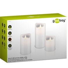 Goobay LED bela namizna sveča 7.5x10/12.5/15cm set 3