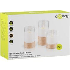 Goobay LED bela namizna sveča 7.5x10/12.5/15cm set 3