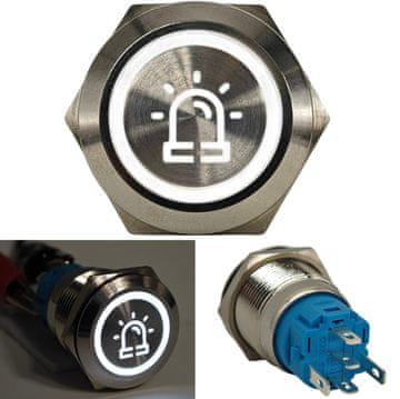 shumee LED stikalo za opozorilne luči 18 mm kromirano zaklepanje