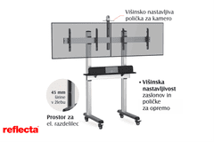Reflecta TV STOJALO za 2x 45-55 col na kolescih-videokonferenčno 55VCD 23196