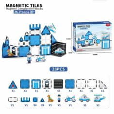 Magnetic Tiles Magnetni gradbeni Police 28ks - Magnetic Tiles