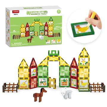 Magnetic Tiles Magnetni gradbeni Window Art Farm 46ks - Magnetic Tiles
