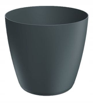 shumee Mat črn plastični cvetlični lonček 23,8 x 21,5 cm z gladkim pokrovom Mate