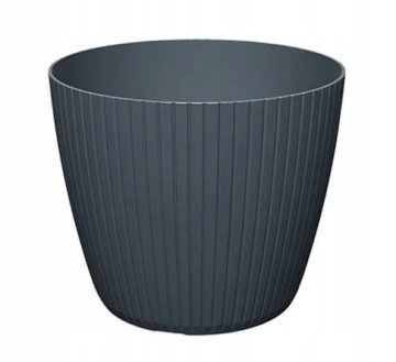 shumee Antraciten plastični cvetlični lonček 13,8 x 11,5 cm s črtastim pokrovom za rože Lamia