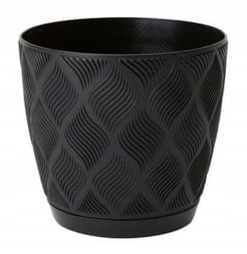 Form-Plastic Črn cvetlični lonček 11,8 x 12,8 cm ECO classic plastika s krožnikom Flow Petit