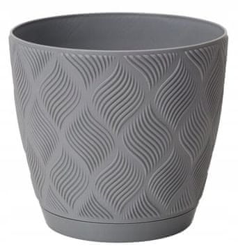shumee Antraciten cvetlični lonček 11,8x12,8 cm EKO plastika s krožnikom Flow Petit