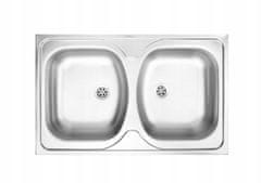 shumee Dvojno jekleno korito 80x50 + odprtina za pipo + sifon + pipa