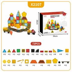 Magnetic Tiles Magnetni gradbeni set Dream Builder 72delni set - Magnetic Tiles