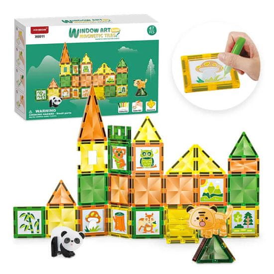 Magnetic Tiles Magnetni gradbeni Window Art Jungle 47ks - Magnetic Tiles