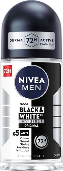 Nivea Kroglični antiperspirant za moške Invisible For Black & White Original 50 ml
