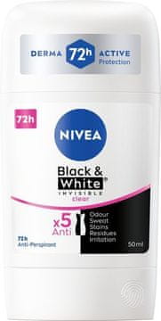 Nivea Trdni antiperspirant Invisible For Black & White Clear 50 ml