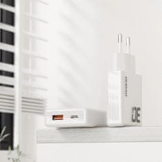 DUDAO A30EUL GaN polnilnik USB / USB-C 30W + kabel USB-C / Lightning, bela