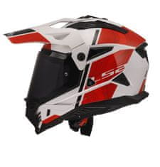 LS2 Motoristična enduro čelada Pioneer II Hill (MX702), bela/rdeča