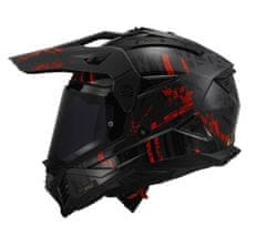 LS2 Motoristična enduro čelada Pioneer II Crazy (MX702), siva/rdeča