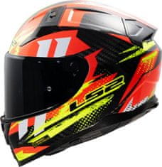 LS2 Karbonska motoristična čelada Vector II Tantic (FF811), rdeča/rumena