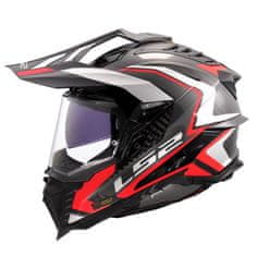 LS2 Motoristična karbonska enduro čelada Explorer Frontire II (MX701), rdeča