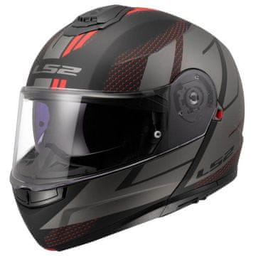 LS2 Preklopna čelada za motor Strobe II Code (FF908), črna/siva