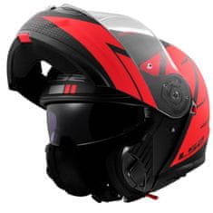 LS2 Preklopna čelada za motor Strobe II Code (FF908), črna/rdeča