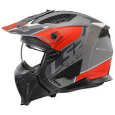 LS2 Modularna motoristična čelada Drifter 3in1 Devor (OF606), titan/rdeča