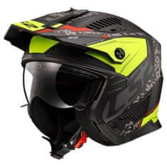 LS2 Modularna motoristična čelada Drifter 3in1 Devor (OF606), črna/rumena