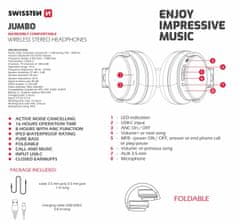SWISSTEN bluetooth stereo slušalke jumbo ANC črne