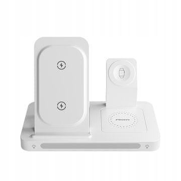 shumee BREZŽIČNA POLNILNA POSTAJA 3V1 IPHONE MAGSAFE WATCH AIRPODS WHITE PISEN